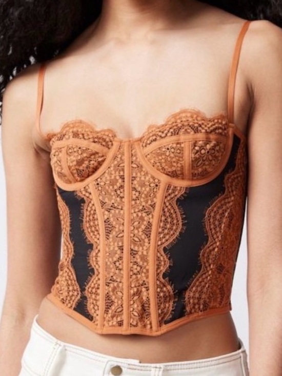 Urban Outfitters Tops - Urban Outfitters Orange Lace Corset Top